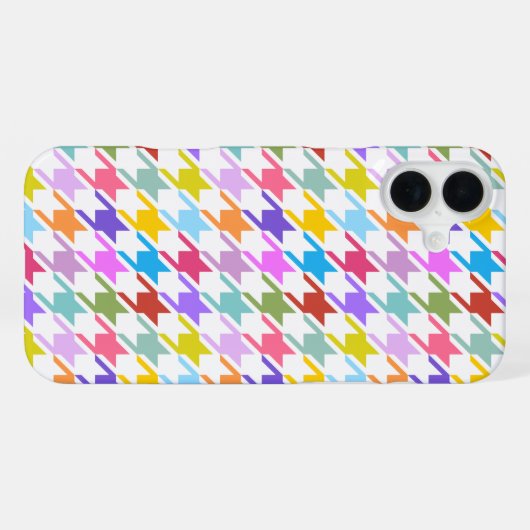 Houndstooth Multicolor+White Pattern iPhone Hoesje (Achterkant horizontaal)