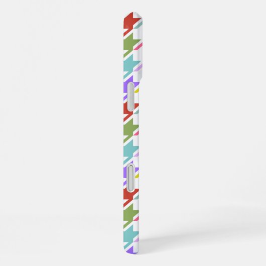 Houndstooth Multicolor+White Pattern iPhone Hoesje (Rechterkant)