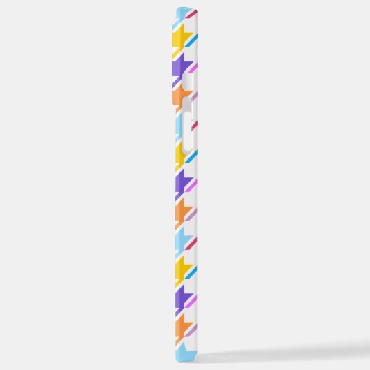 Houndstooth Multicolor+White Pattern iPhone Hoesje (Linkerkant)