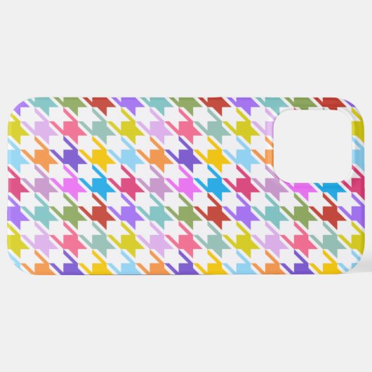 Houndstooth Multicolor+White Pattern iPhone Hoesje (Achterkant horizontaal)