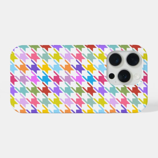 Houndstooth Multicolor+White Pattern iPhone Hoesje (Achterkant horizontaal)