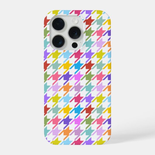 Houndstooth Multicolor+White Pattern iPhone Hoesje (Achterkant)