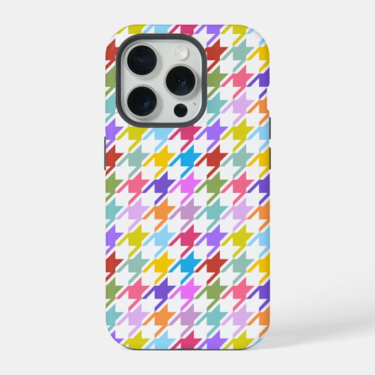 Houndstooth Multicolor+White Pattern iPhone Hoesje (Achterkant)