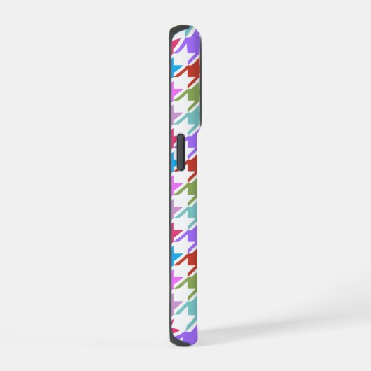 Houndstooth Multicolor+White Pattern iPhone Hoesje (Rechterkant)