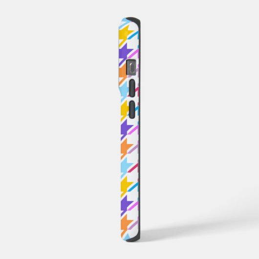 Houndstooth Multicolor+White Pattern iPhone Hoesje (Linkerkant)
