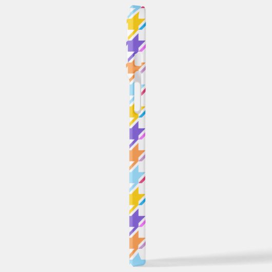 Houndstooth Multicolor+White Pattern iPhone Hoesje (Linkerkant)