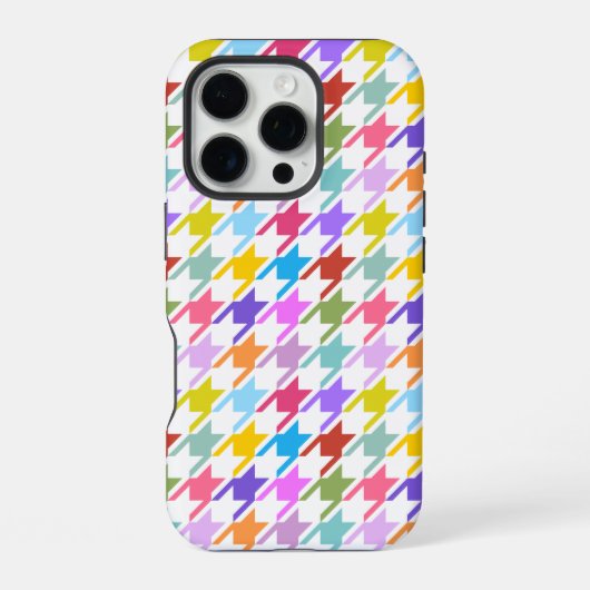 Houndstooth Multicolor+White Pattern iPhone Hoesje (Achterkant)