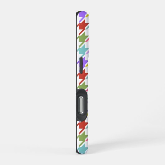 Houndstooth Multicolor+White Pattern iPhone Hoesje (Rechterkant)