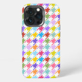 Houndstooth Multicolor+White Pattern iPhone Hoesje (Achterkant)