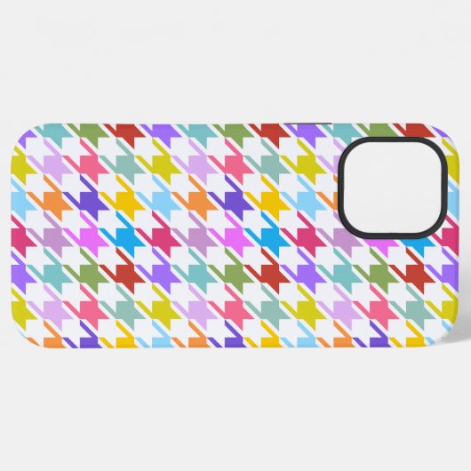 Houndstooth Multicolor+White Pattern iPhone Hoesje (Achterkant horizontaal)