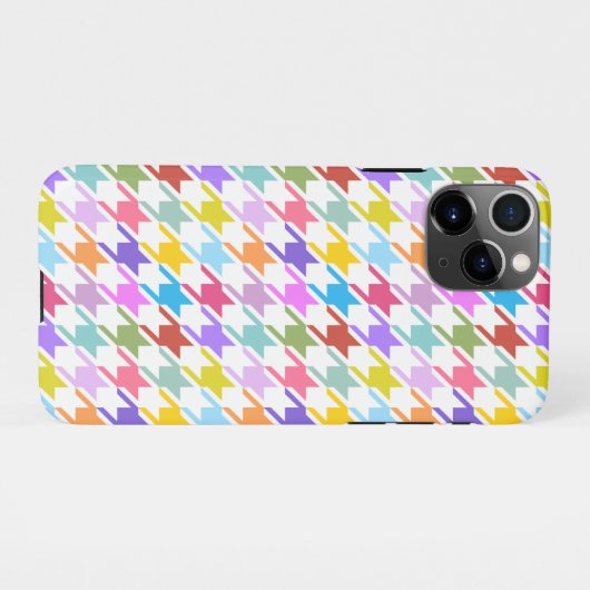 Houndstooth Multicolor+White Pattern iPhone Hoesje (Achterkant horizontaal)