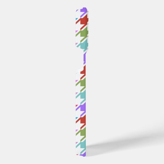 Houndstooth Multicolor+White Pattern iPhone Hoesje (Rechterkant)