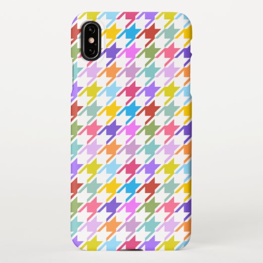 Houndstooth Multicolor+White Pattern iPhone Hoesje (Achterkant)