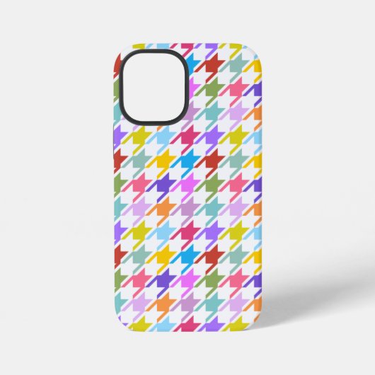 Houndstooth Multicolor+White Pattern iPhone Hoesje (Achterkant)