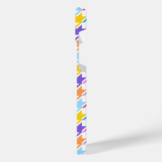 Houndstooth Multicolor+White Pattern iPhone Hoesje (Linkerkant)