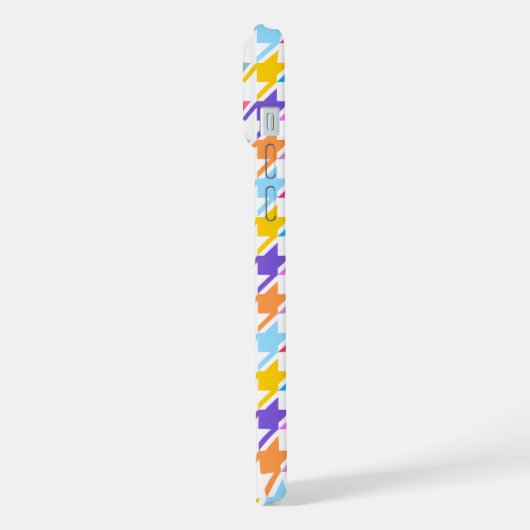 Houndstooth Multicolor+White Pattern iPhone Hoesje (Linkerkant)