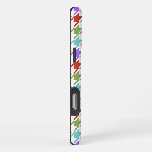 Houndstooth Multicolor+White Pattern iPhone Hoesje (Rechterkant)
