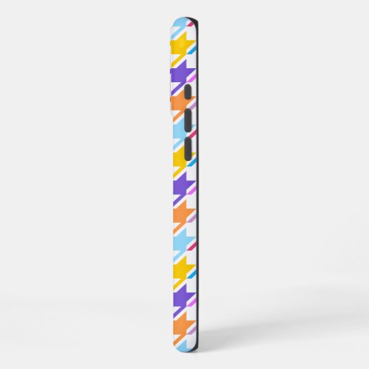 Houndstooth Multicolor+White Pattern iPhone Hoesje (Linkerkant)