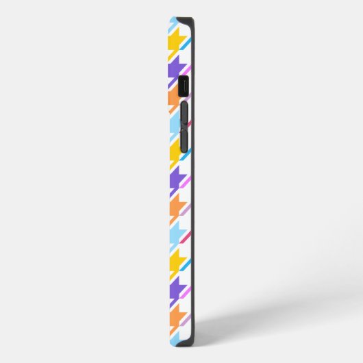 Houndstooth Multicolor+White Pattern iPhone Hoesje (Linkerkant)