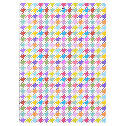 Houndstooth Multicolor+White Pattern Klembord (Achterkant)
