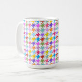 Houndstooth Multicolor+White Pattern Koffiemok (Voorkant links)