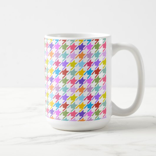 Houndstooth Multicolor+White Pattern Koffiemok (Rechts)