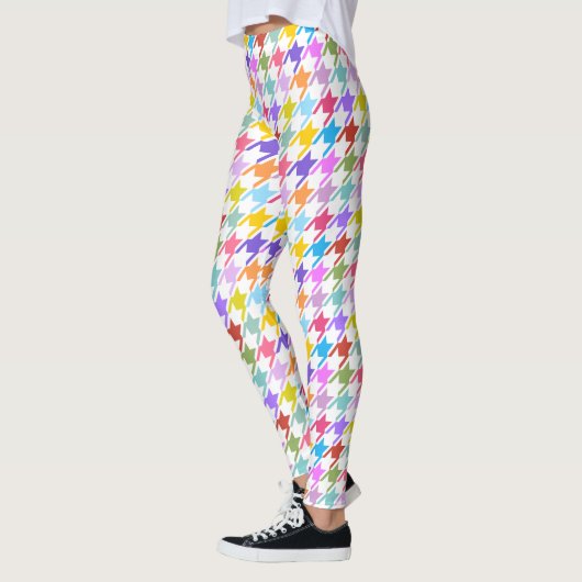 Houndstooth Multicolor+White Pattern Leggings (Links)