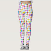 Houndstooth Multicolor+White Pattern Leggings (Voorkant)
