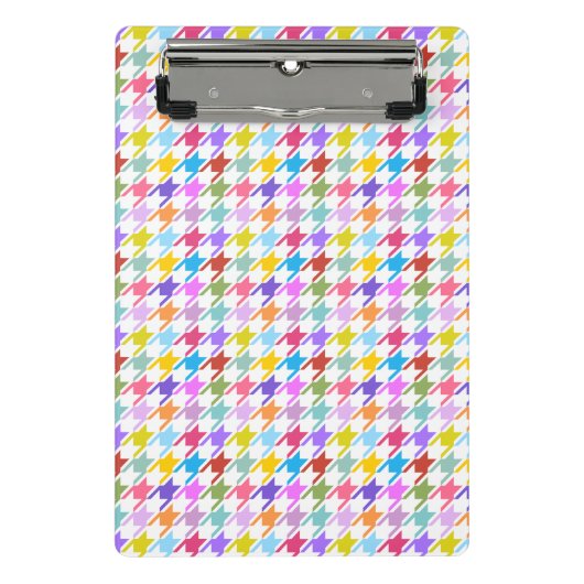Houndstooth Multicolor+White Pattern Mini Klembord (Voorkant)