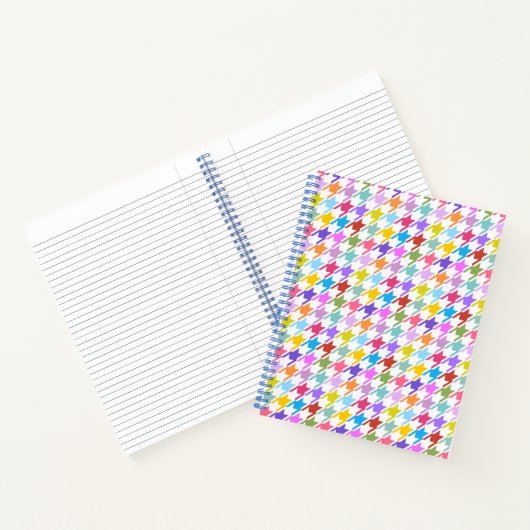 Houndstooth Multicolor+White Pattern Notitieboek (Binnen)