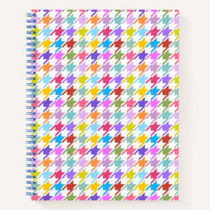 Houndstooth Multicolor+White Pattern Notitieboek