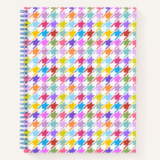Houndstooth Multicolor+White Pattern Notitieboek (Voorkant)