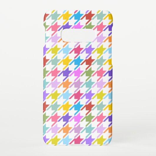 Houndstooth Multicolor+White Pattern Samsung Galaxy Hoesje (Achterkant)