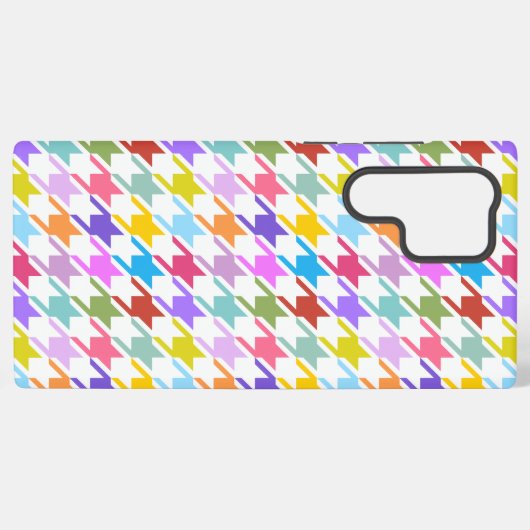 Houndstooth Multicolor+White Pattern Samsung Galaxy Hoesje (Achterkant horizontaal)