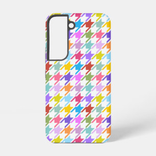 Houndstooth Multicolor+White Pattern Samsung Galaxy Hoesje
