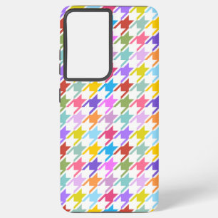 Houndstooth Multicolor+White Pattern Samsung Galaxy Hoesje