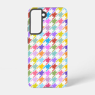 Houndstooth Multicolor+White Pattern Samsung Galaxy Hoesje