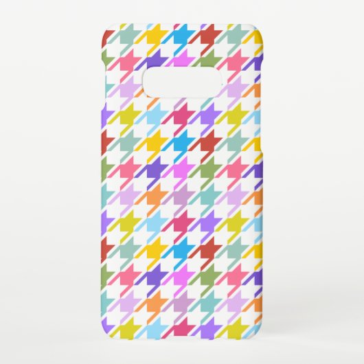 Houndstooth Multicolor+White Pattern Samsung Galaxy Hoesje (Achterkant)