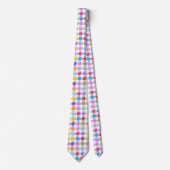 Houndstooth Multicolor+White Pattern Stropdas (Voorkant)