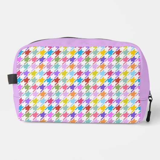 Houndstooth Multicolor+White Pattern Toilettasje (Voorkant)