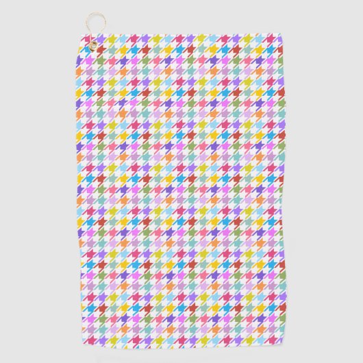Houndstooth Multicolor+White RPT Pattern Golfhanddoek (Voorkant)