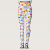 Houndstooth Multicolor+White RPT Pattern Leggings (Voorkant)
