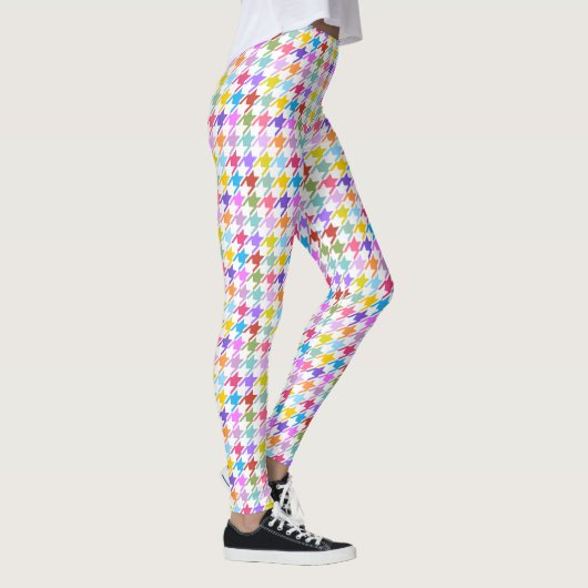 Houndstooth Multicolor+White RPT Pattern Leggings (Rechts)