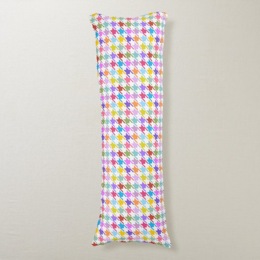 Houndstooth Multicolor+White SML Pattern Lichaamskussen (Voorkant Verticaal)