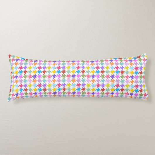 Houndstooth Multicolor+White SML Pattern Lichaamskussen (Voorkant)