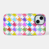 Houndstooth Multicolor+Wit Groot Patroon iPhone 15 Case (Achterkant horizontaal)