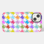 Houndstooth Multicolor+Wit Groot Patroon iPhone Hoesje (Achterkant horizontaal)