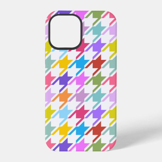 Houndstooth Multicolor+Wit Groot Patroon iPhone Hoesje (Achterkant)