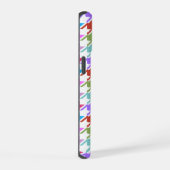 Houndstooth multicolor+wit patroon iPhone 15 case (Rechterkant)