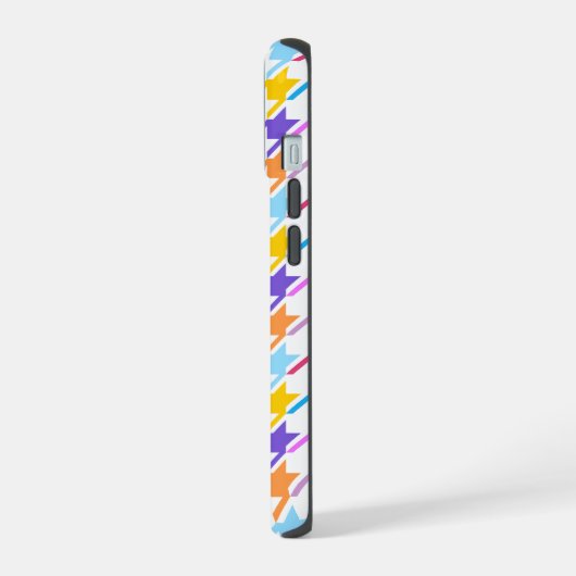 Houndstooth multicolor+wit patroon iPhone 15 case (Linkerkant)